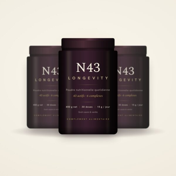 Trois flacons N43 Longevity — cure 3 mois, 90 doses